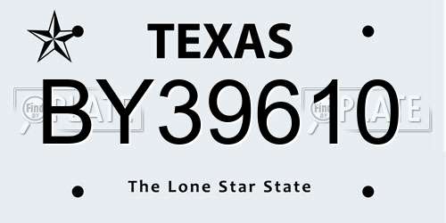 BY39610 Texas License Plate