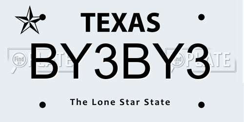 BY3BY3 Texas License Plate