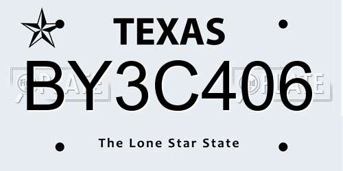 BY3C406 Texas License Plate