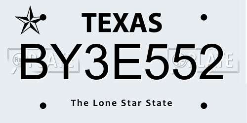 BY3E552 Texas License Plate