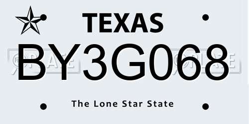 BY3G068 Texas License Plate