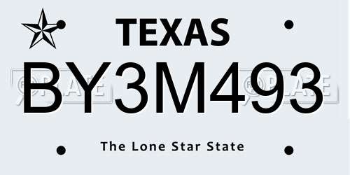 BY3M493 Texas License Plate