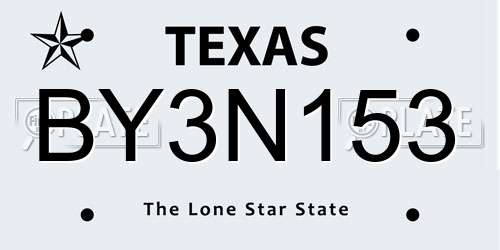 BY3N153 Texas License Plate