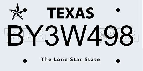 BY3W498 Texas License Plate