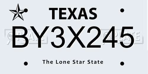BY3X245 Texas License Plate