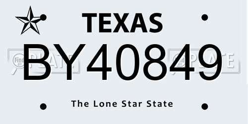 BY40849 Texas License Plate