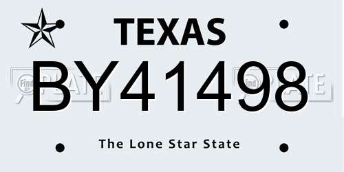 BY41498 Texas License Plate