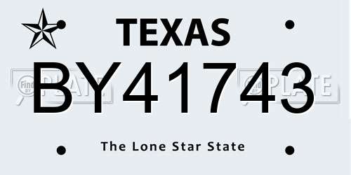 BY41743 Texas License Plate