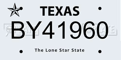 BY41960 Texas License Plate