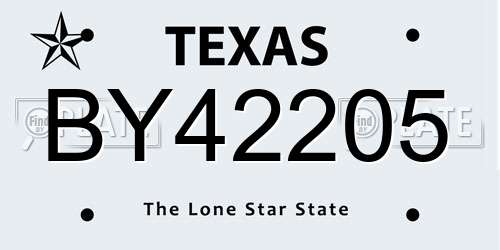 BY42205 Texas License Plate