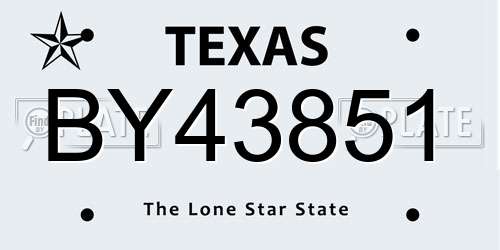BY43851 Texas License Plate