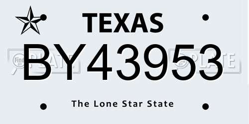 BY43953 Texas License Plate