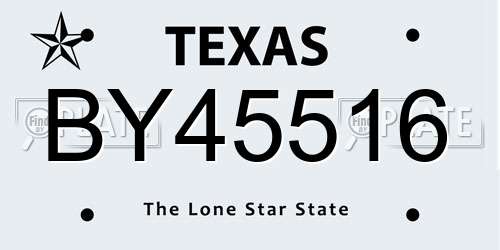 BY45516 Texas License Plate