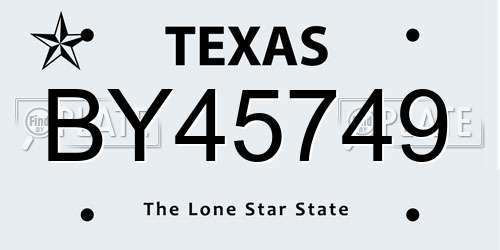 BY45749 Texas License Plate