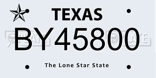 BY45800 Texas License Plate