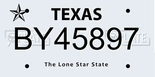 BY45897 Texas License Plate