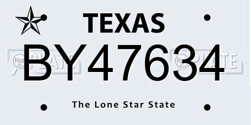 BY47634 Texas License Plate