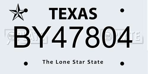 BY47804 Texas License Plate