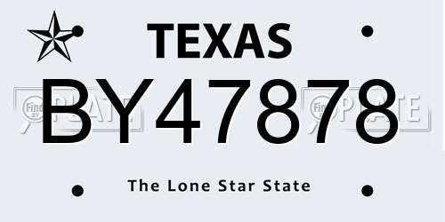 BY47878 Texas License Plate