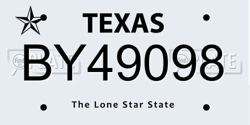 BY49098 Texas License Plate