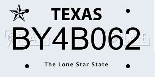BY4B062 Texas License Plate