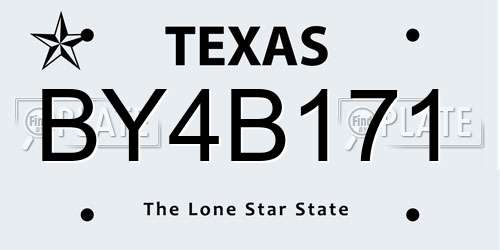 BY4B171 Texas License Plate