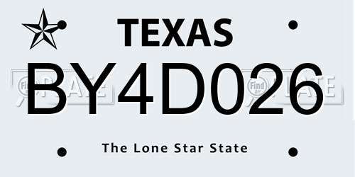 BY4D026 Texas License Plate