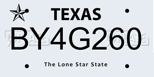 BY4G260 Texas License Plate