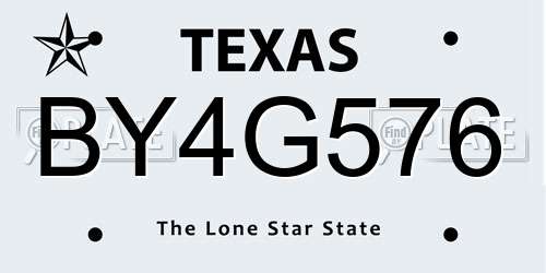 BY4G576 Texas License Plate