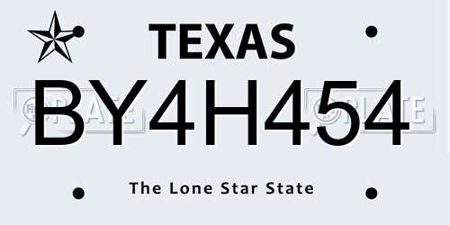 BY4H454 Texas License Plate