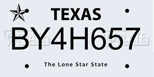 BY4H657 Texas License Plate