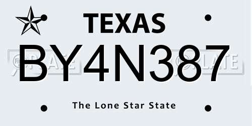 BY4N387 Texas License Plate