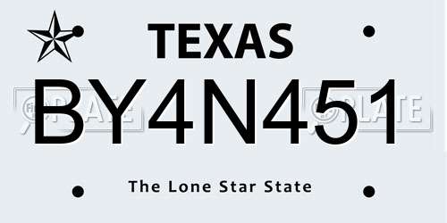 BY4N451 Texas License Plate