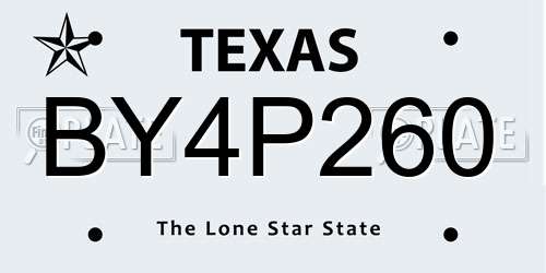 BY4P260 Texas License Plate