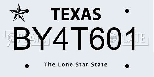 BY4T601 Texas License Plate