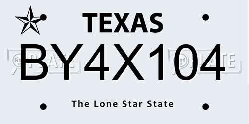 BY4X104 Texas License Plate