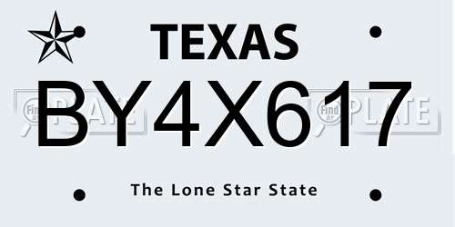 BY4X617 Texas License Plate