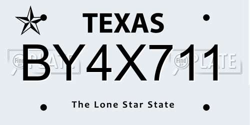 BY4X711 Texas License Plate