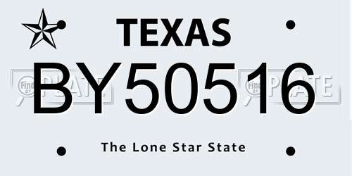BY50516 Texas License Plate