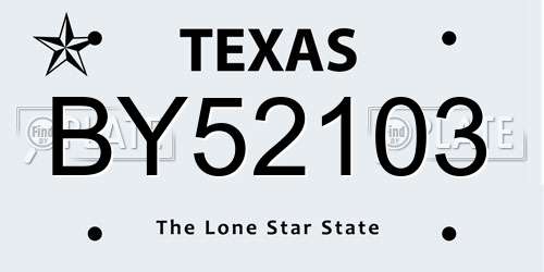 BY52103 Texas License Plate