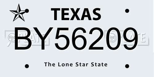 BY56209 Texas License Plate