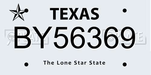 BY56369 Texas License Plate