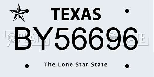 BY56696 Texas License Plate
