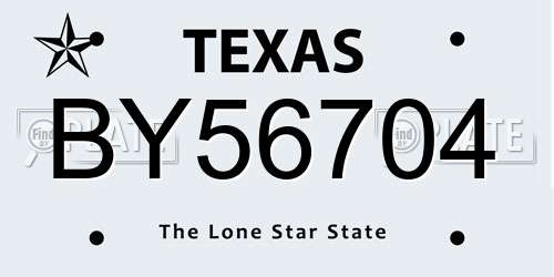 BY56704 Texas License Plate