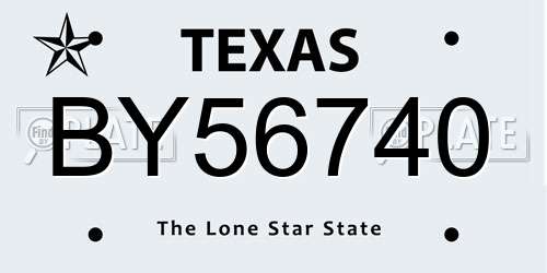 BY56740 Texas License Plate