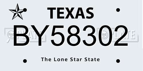 BY58302 Texas License Plate