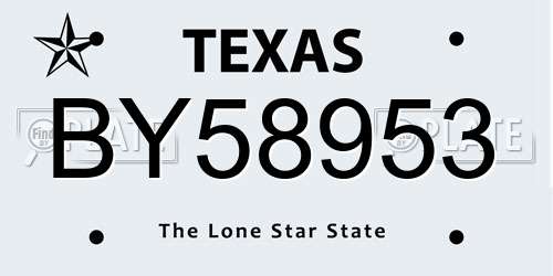 BY58953 Texas License Plate
