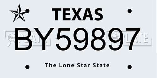 BY59897 Texas License Plate
