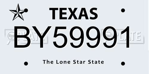 BY59991 Texas License Plate