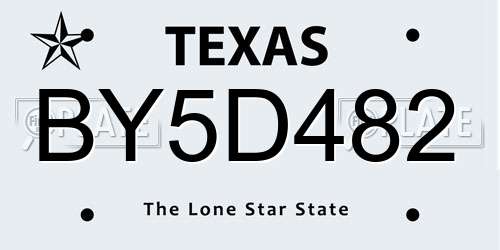 BY5D482 Texas License Plate